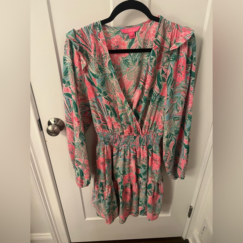 Lilly Pulitzer Pink and Green Floral Mini Dress